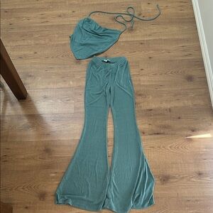 Fashion Nova Teal Boot Cut Pants & Top Set